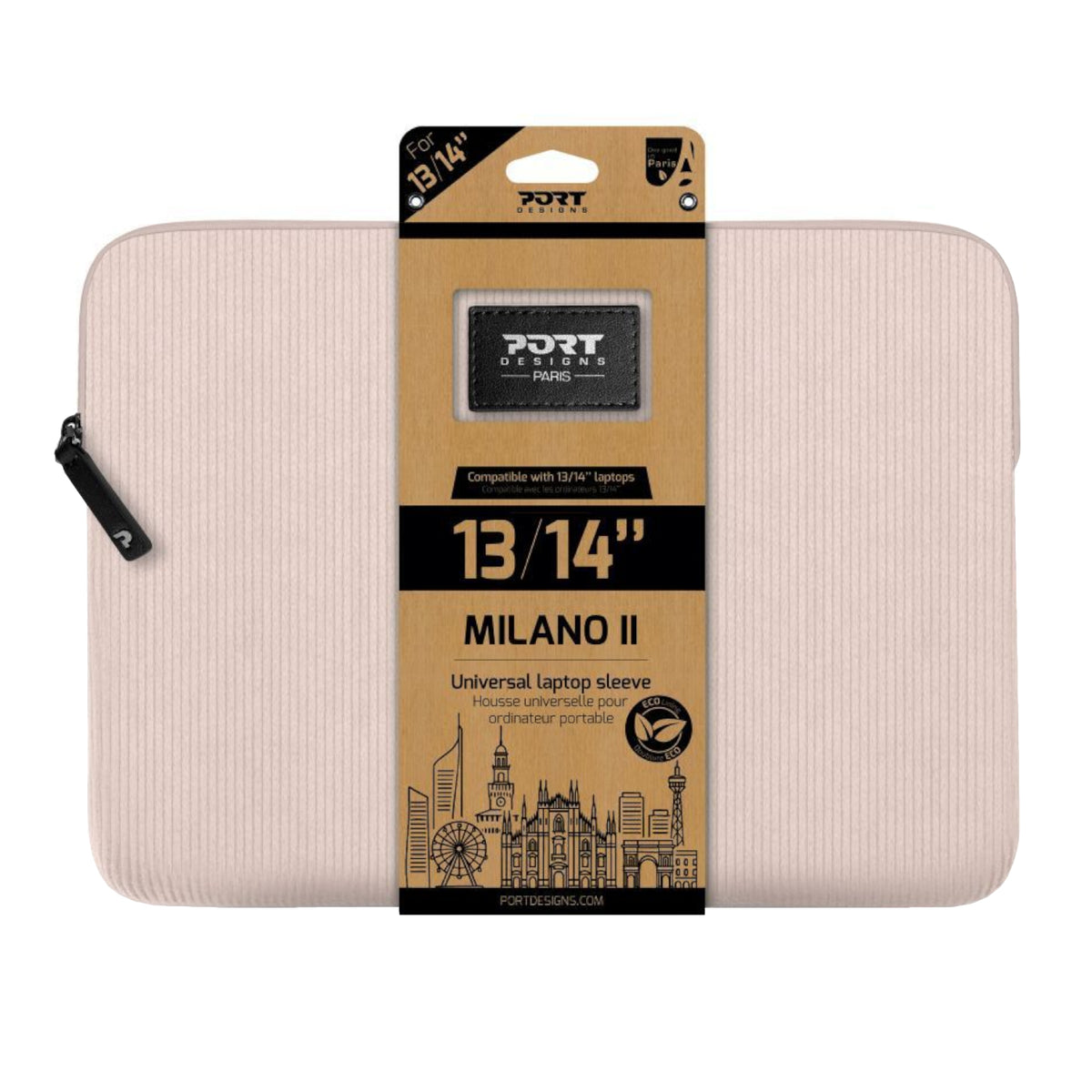 Port Designs Milano II Eco 13/14" Universal Laptop Sleeve - Plush Pink