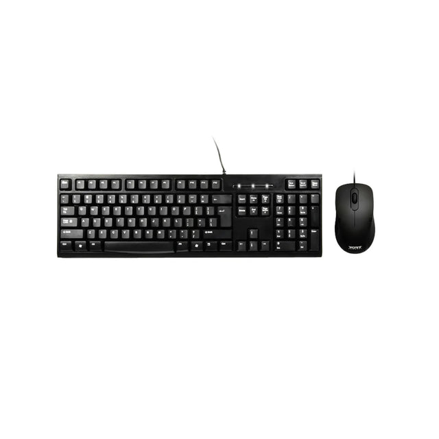 Port Black Wired Keyboard & Mouse Combo