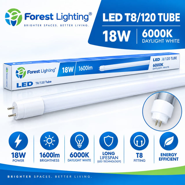 Forest Lighting T8 LED Tube 120cm 18W 1600lm Daylight 6000K (Box of 50)